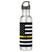 Thin Yellow Line Dispatcher American Flag Monogram Waterfles (Voorkant)