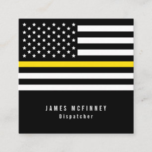 Thin Yellow Line Dispatcher American Flag Vierkante Visitekaartje