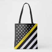 Thin Yellow Line Dispatcher Amerikaanse vlag Monog Draagtas (Voorkant)