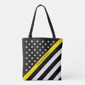Thin Yellow Line Dispatcher Amerikaanse vlag Monog Draagtas (Achterkant)