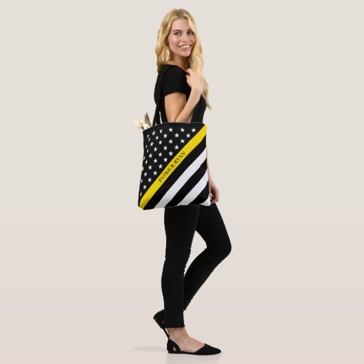 Thin Yellow Line Dispatcher Amerikaanse vlag Monog Draagtas (Op model)