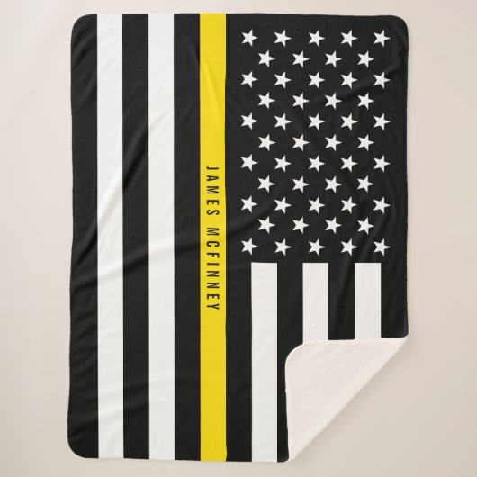 Thin Yellow Line Dispatcher Flag Monogram Groot Sherpa Deken (Voorkant)