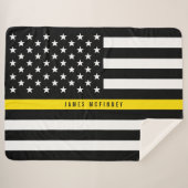Thin Yellow Line Dispatcher Flag Monogram Groot Sherpa Deken (Voorkant (horizontaal))