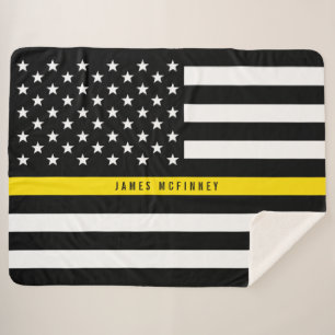 Thin Yellow Line Dispatcher Flag Monogram Groot Sherpa Deken