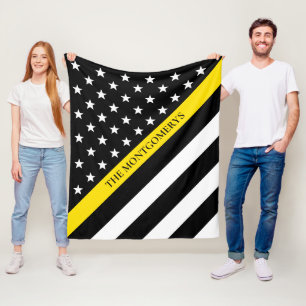 Thin Yellow Line Dispatcher Flag Monogram Name Fleece Deken