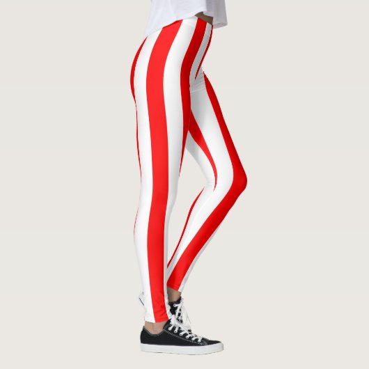 THINER RED WHITE VERTICAL STRIPE LEGGINGS (Rechts)