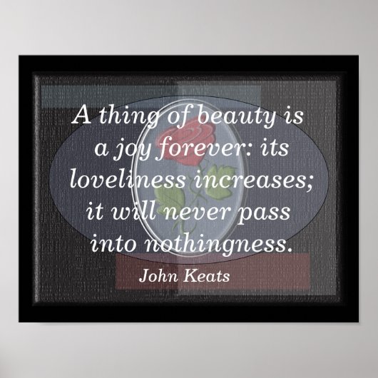 Thing schoonheid - John Keats - kunstdruk Poster (Voorkant)