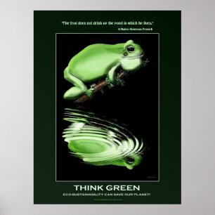 THINGLE GREEN Jour des terres Frog Art Eco Poster