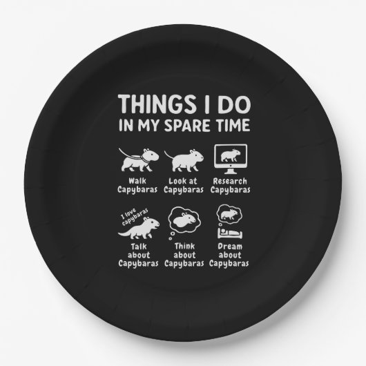 Things I Do In My Spare Time Capybara Funny Papieren Bordje (Voorkant)