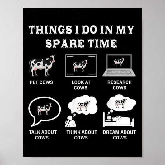 Things I Do In My Spare Time Cow Lover Farmer Cows Poster (Voorkant)