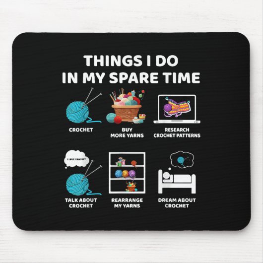 Things I Do In My Spare Time Crochet Knitting Funn Muismat (Voorkant)