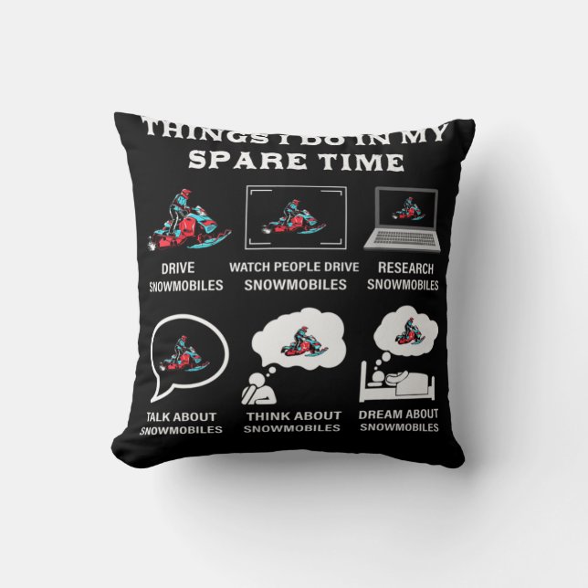 Things I Do In My Spare Time Snowmobiling Kussen (Voorkant)
