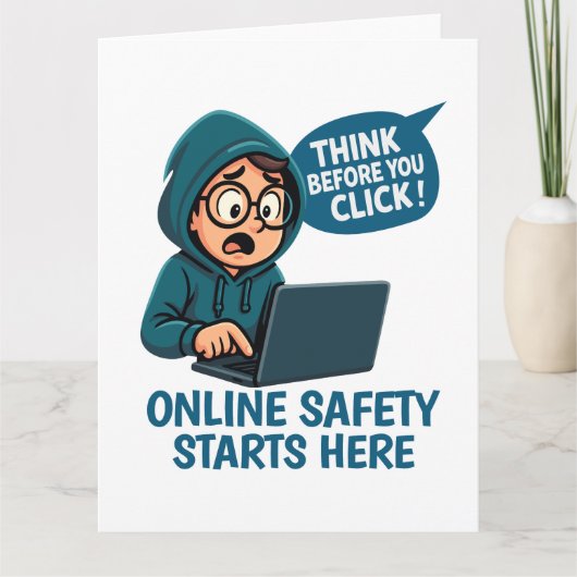 Think Before You Click - Online Safety Awareness Bedankkaart (Voorkant)