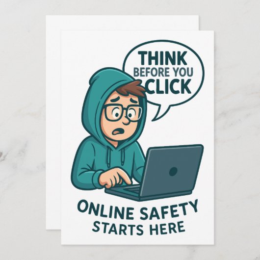 Think Before You Click - Online Safety Awareness Kaart (Voorkant / Achterkant)