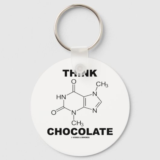Think Chocolate (Theobromine-molecuulchemie) Sleutelhanger (Voorkant)