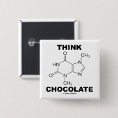 Think Chocolate (Theobromine-molecuulchemie) Vierkante Button 5,1 Cm (Voorkant /achterkant)