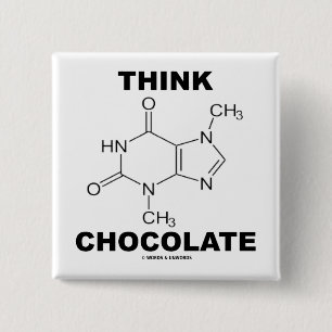Think Chocolate (Theobromine-molecuulchemie) Vierkante Button 5,1 Cm