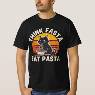 Think Fasta Eat Pasta Shirt – Funny Cat Pasta Love