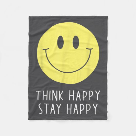 Think Happy Stay Happy Motivation Quote Yellow Smi Fleece Deken (Voorkant)