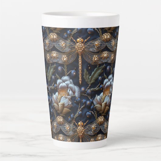 Think Inn Dragonfly Faux Borduurwerk Latte Mok (Voorkant)