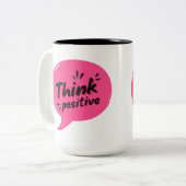 Think Positive – Bold Motivational Mug Tweekleurige Koffiemok (Voorkant links)