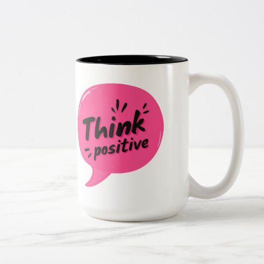 Think Positive – Bold Motivational Mug Tweekleurige Koffiemok (Rechts)