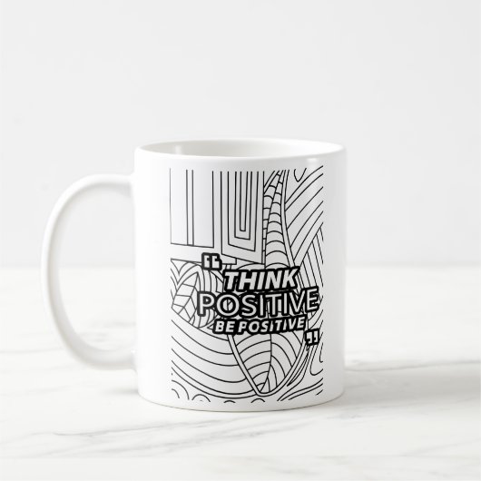 Think Positive – Motivational Line Art Mug (Gauche)