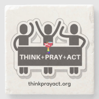 Think+Pray+Act Stone Coaster Stenen Onderzetter