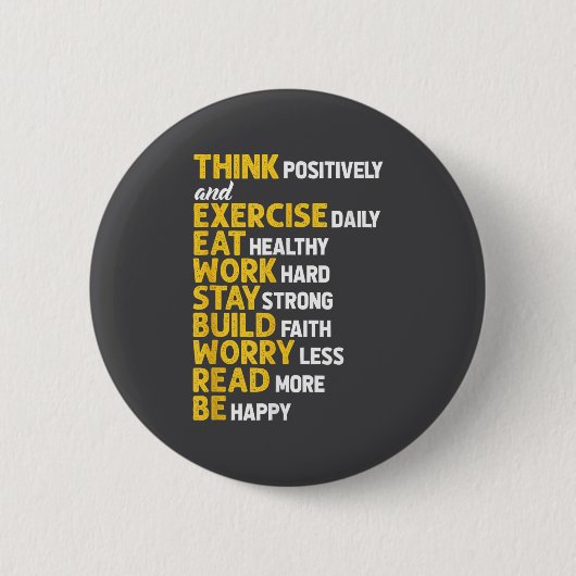 Think Sitively Exercise Daily Gym Workout Motivati Ronde Button 5,7 Cm (Voorkant)
