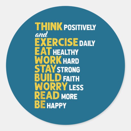 Think Sitively Exercise Daily Gym Workout Motivati Ronde Sticker (Voorkant)