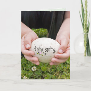 Think Spring sign on Egg Feestdagen Kaart