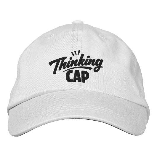 Thinking Cap Funny Humor Geborduurde Pet (Voorkant)