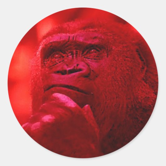 Thinking Gorilla Ronde Sticker (Voorkant)