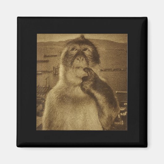 Thinking Monkey Meme Vintage Retro  Magneet (Voorkant)