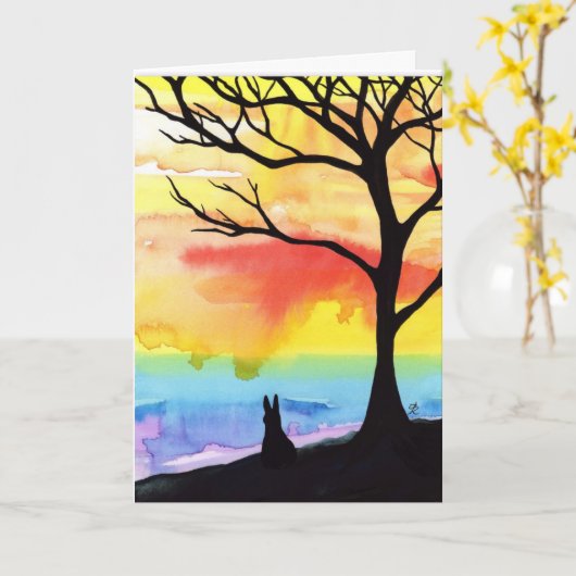 Thinking Of You Miss You Rabbit Kaart beroemd gema (Gele Bloem)