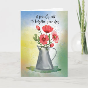 Thinking of You Red Cosmos Bloemen Rustiek Metaal Kaart