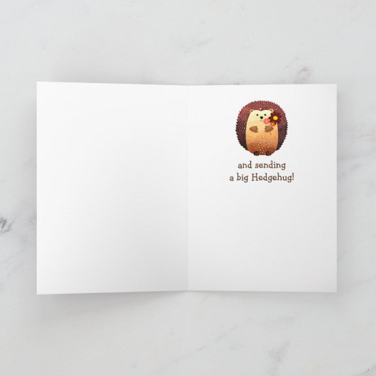 Thinking of You Sending a Hedgehog Hug Hedgehug Kaart (Binnen)