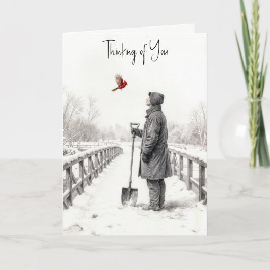 Thinking of You Young Man Watching a Cardinal Kaart (Voorkant)