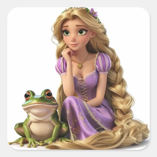 Thinking Rapunzel Vierkante Sticker (Voorkant)