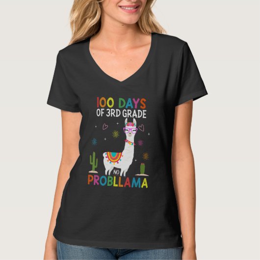 Third 3rd Grade No Prob Llama Teacher 100th Day of T-shirt (Voorkant)