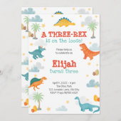 Third Birthday Party Dinosaurs invitation Kaart (Voorkant / Achterkant)