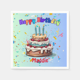 Third Birthday party napkinsStandard Cocktail Servet