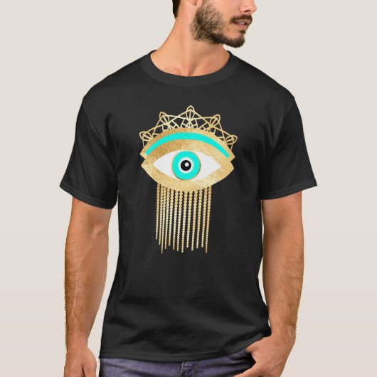 Third Eye Turquoise en Gold Glitter Look T-shirt (Voorkant)