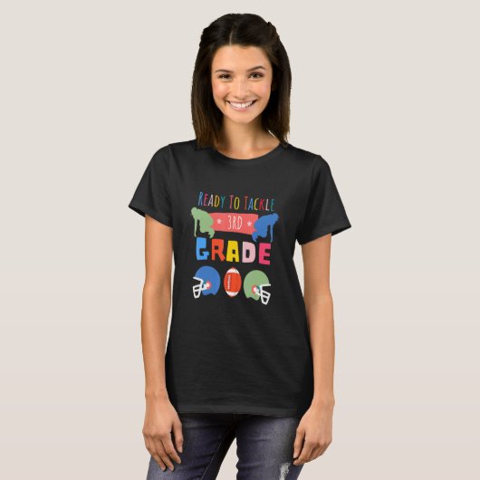 Third Grade First Day Of School Football Back To S T-shirt (Voorkant volledig)