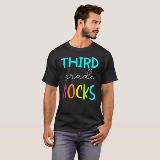 Third Grade Rocks Team 3rd Grade Teacher 2 T-shirt (Voorkant volledig)