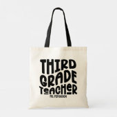 Third Grade Teacher Black Typography Design Tote Bag (Achterkant)