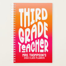 Third Grade Teacher Orange Red Ombre