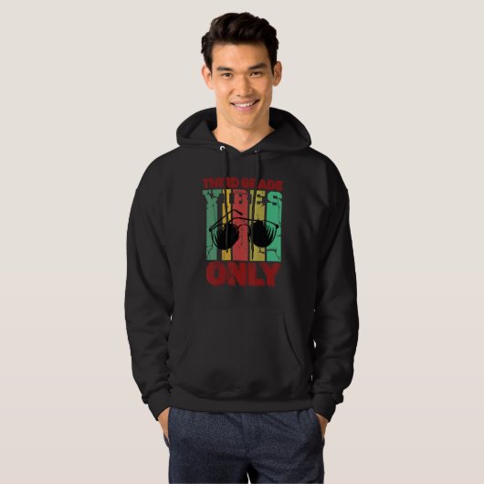 Third Grade Vibes 3rd Grade Teacher Retro 1st Day Hoodie (Voorkant volledig)