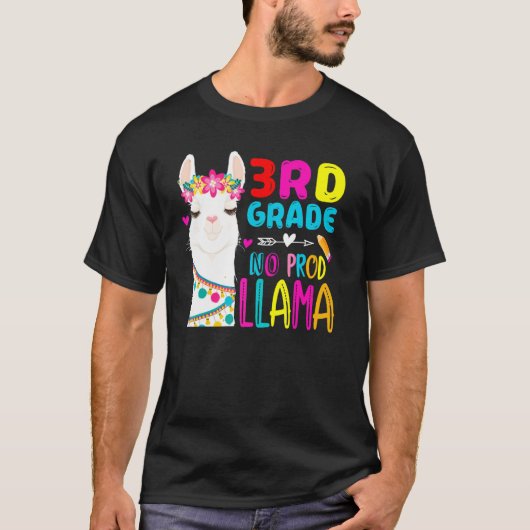 Third Team 3rd Grade Teacher Rainbow No Prob Llama T-shirt (Voorkant)