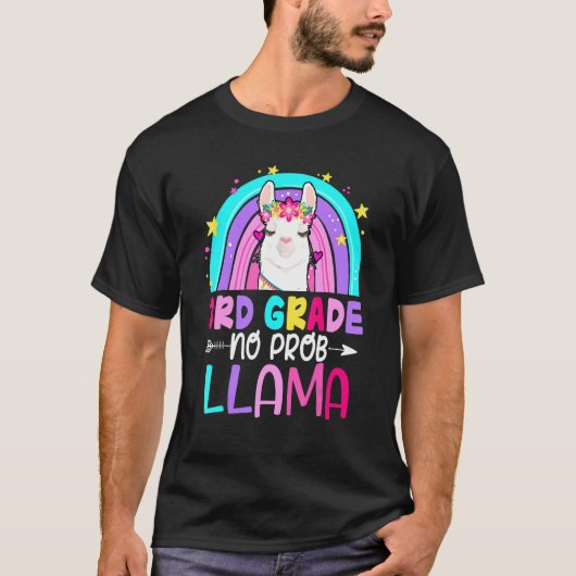 Third Team 3rd Grade Teacher Rainbow No Prob Llama T-shirt (Voorkant)
